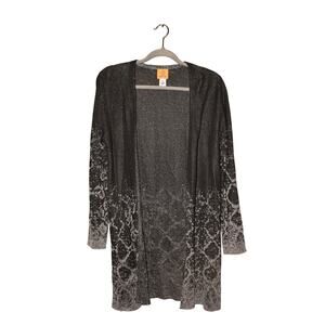 RUBY RD. NEW $59 Gray Silver Metallic‎ Open Cardigan Sweater Medium